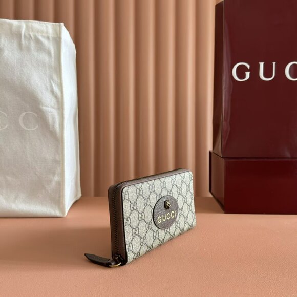 GUCCI Neo Vintage Series Long Metal Tiger Head Monogram Canvas Wallet Wallet - Picture 3 of 9